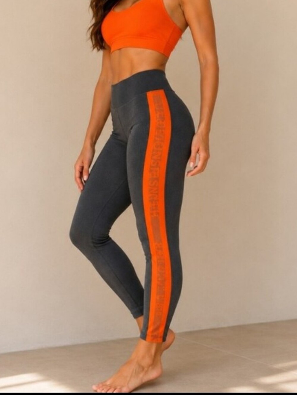 Under Armour HeatGear Compression Leggings Gray & Orange – Size L